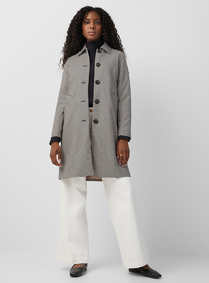 Part Two Black and White Shelly shirt-collar gingham trench coat for women