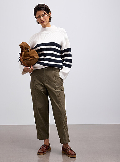 Part Two Mossy Green Netta chino pant <b>Fit: Tapered leg, regular rise</b> for women