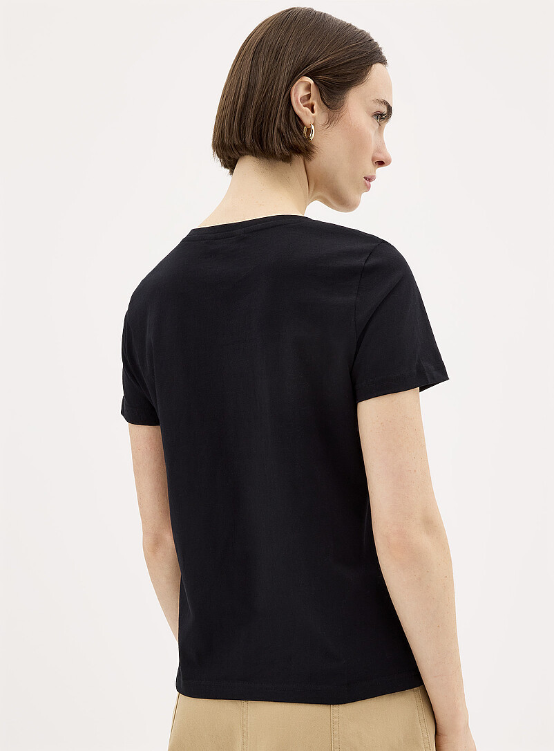 Part Two: Le t-shirt billes et broderie Noir pour femme