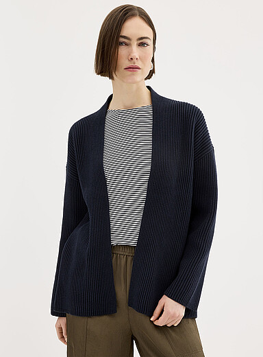 Part Two: Le cardigan ouvert col ch&acirc;le Bleu marine - Bleu nuit pour femme