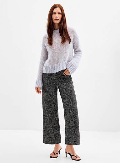 Part Two Black and White Jacquard cropped pant <b>Fit: Wide leg, high rise</b> for women