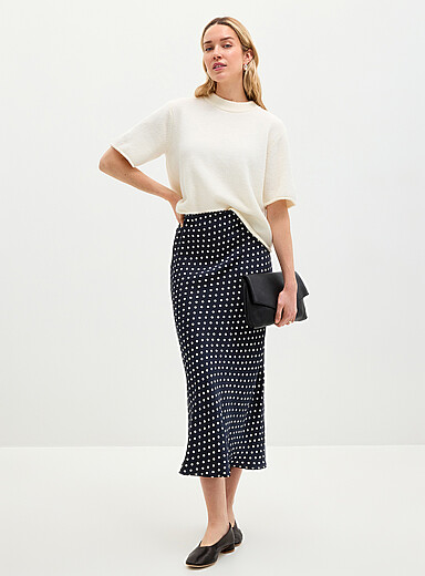 Laurina polka-dotted satiny skirt