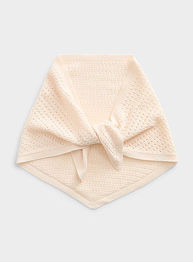 Part Two: Le foulard triangulaire tricot pointelle Blanc cass&eacute; pour femme