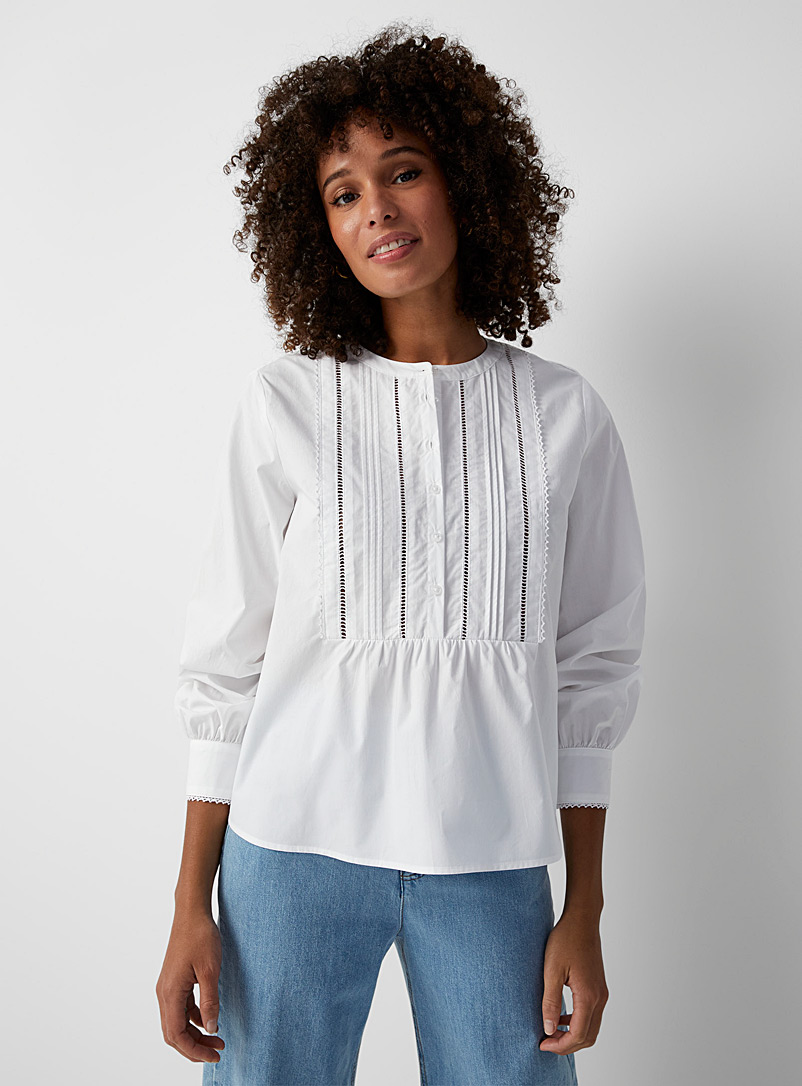 Part Two White Felica pleats and openwork bib shirt for women