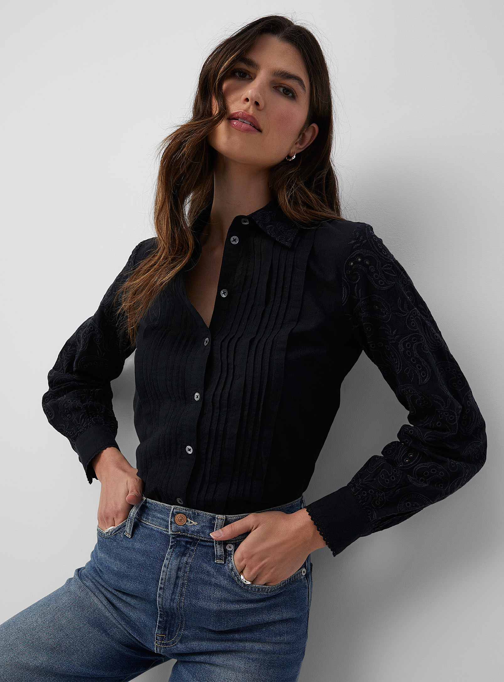 Part Two - Women's Carole embroidery and pleats shirt