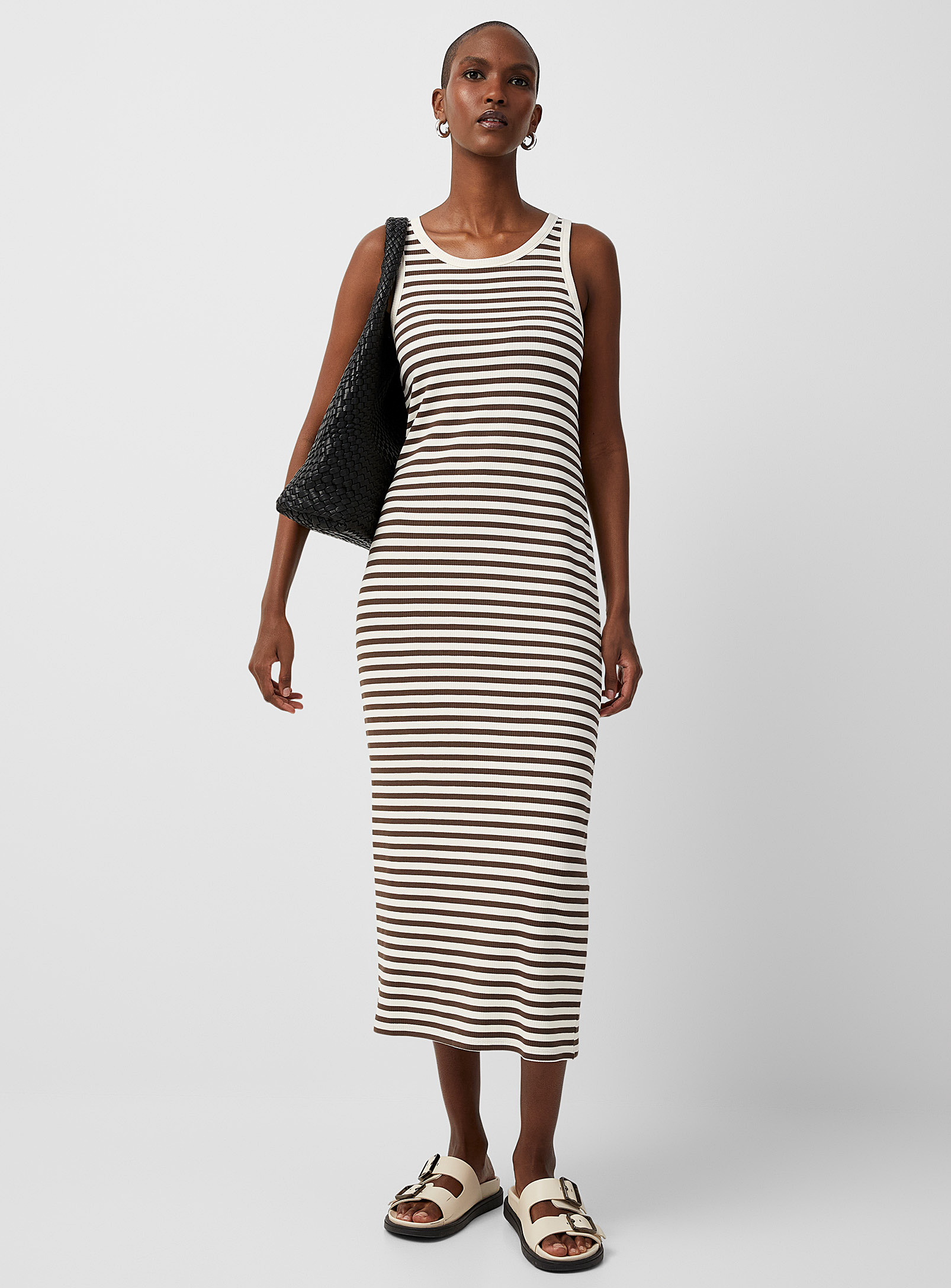 Part Two Sleeveless Stripes Maxi Dress In Patterned Ecru