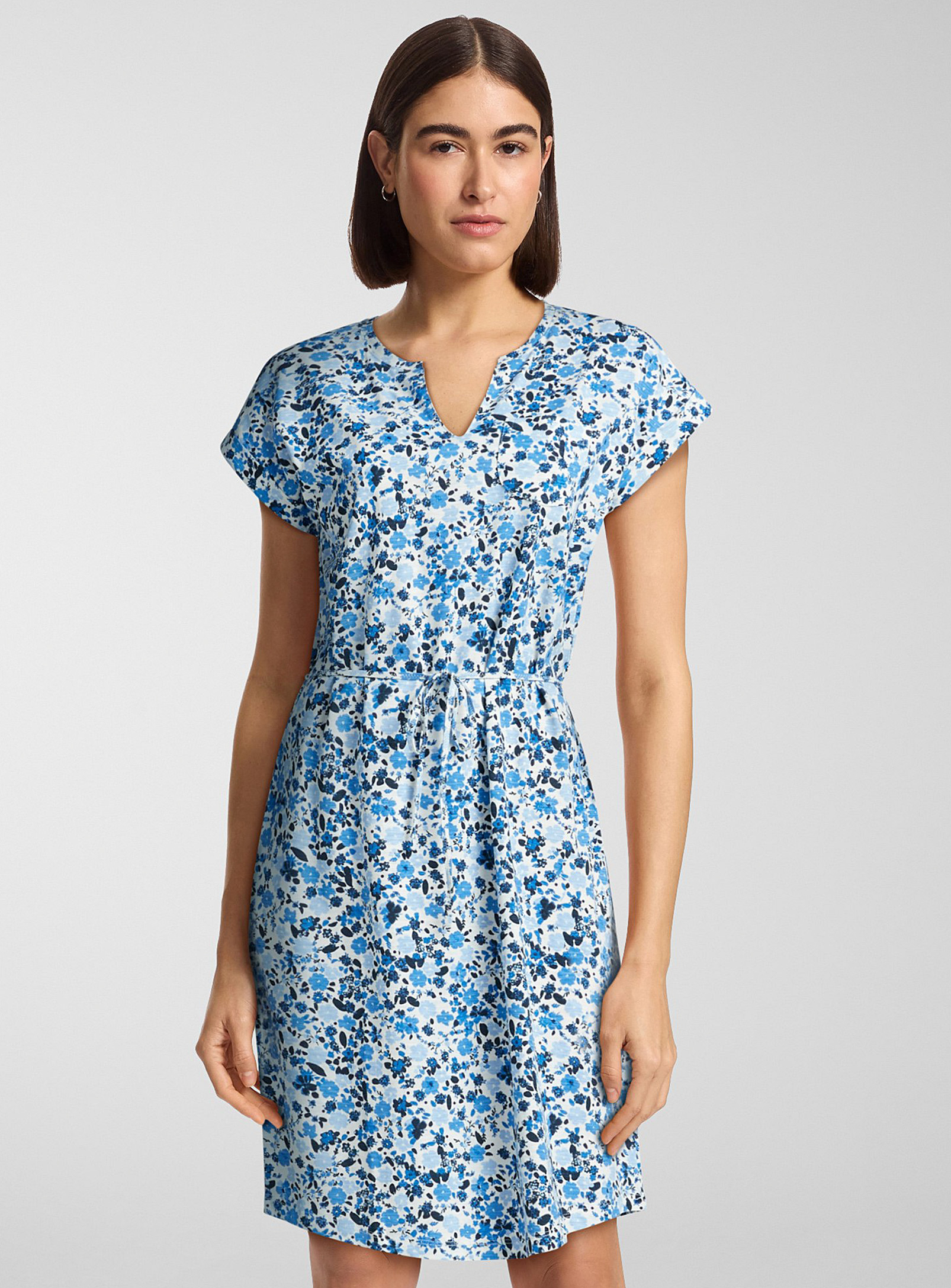 Part Two Mabels Patterned Jersey Belted Dress In Patterned Ecru