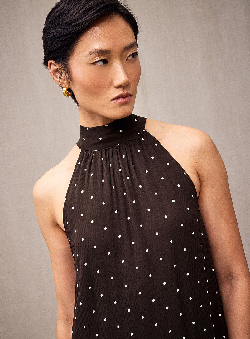 Dorthemie high neckline polka-dotted dress product image 2