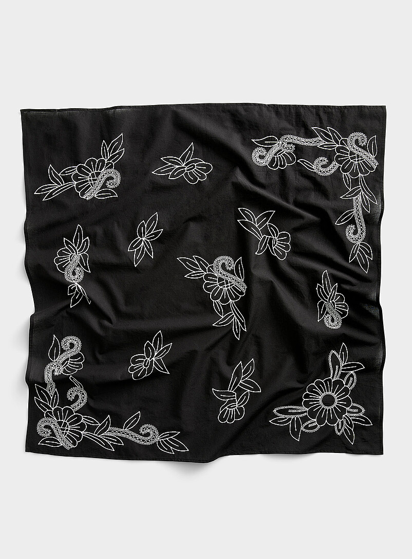Organic cotton embroidered flower scarf product image (primary)