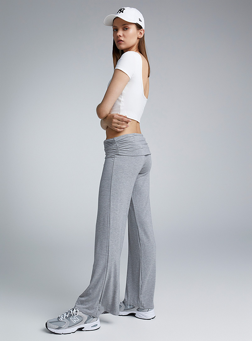 Twik Grey Foldover waist semi-flared legging for women