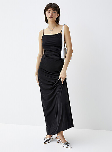 Robe Fabletics MOSA MAXI Iris/Noir - Dos Coupe Courrier, Maille, Taille XS, Neuf Avec étiquette