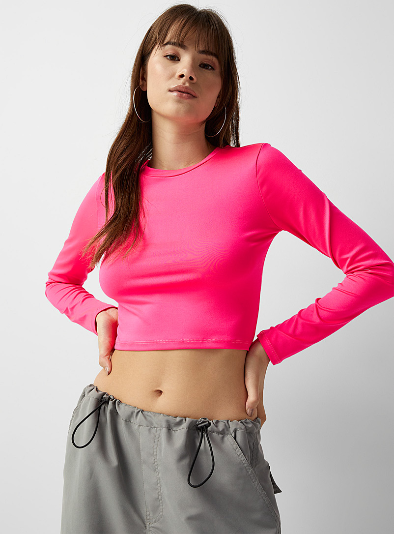 Twik: Le t-shirt court couleur néon Rose pour femme