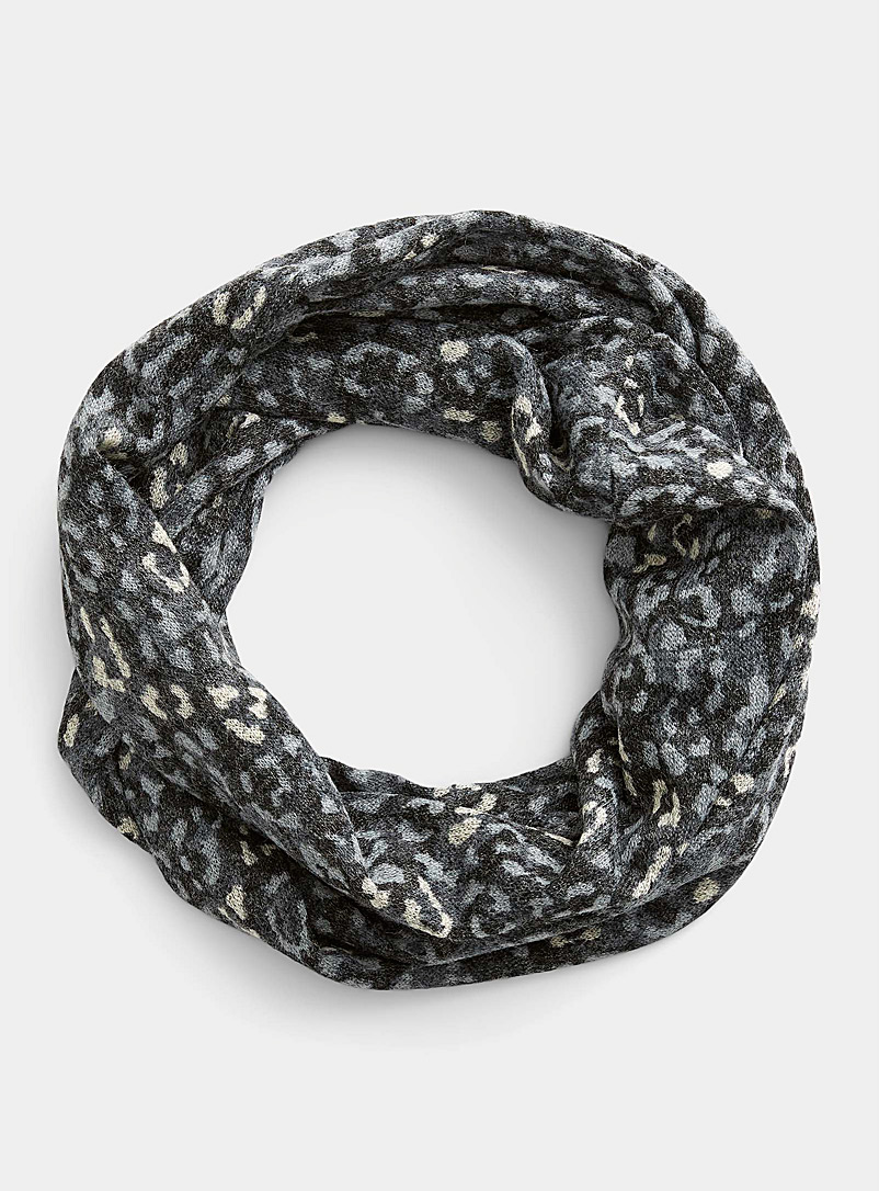 Sanibel Silver Leopard infinity scarf for women