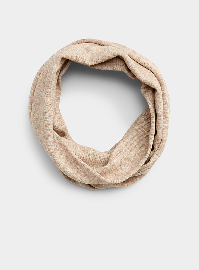 Sanibel Cream Beige Heathered knit infinity scarf for women