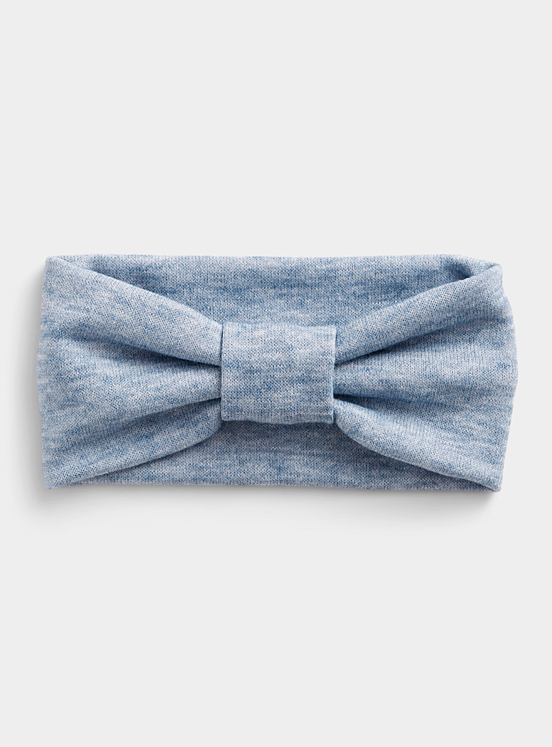 Sanibel Baby Blue Heathered knit knotted headband for women