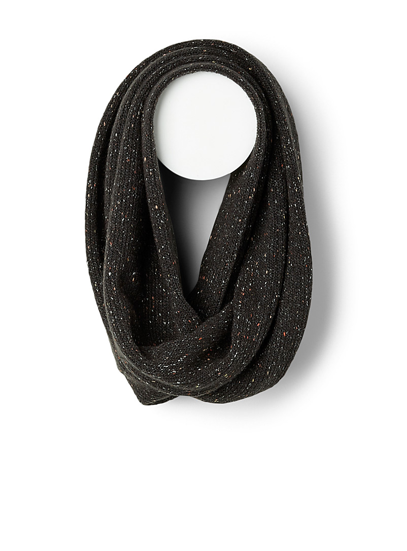 Sanibel Black Flecked knit infinity scarf for women