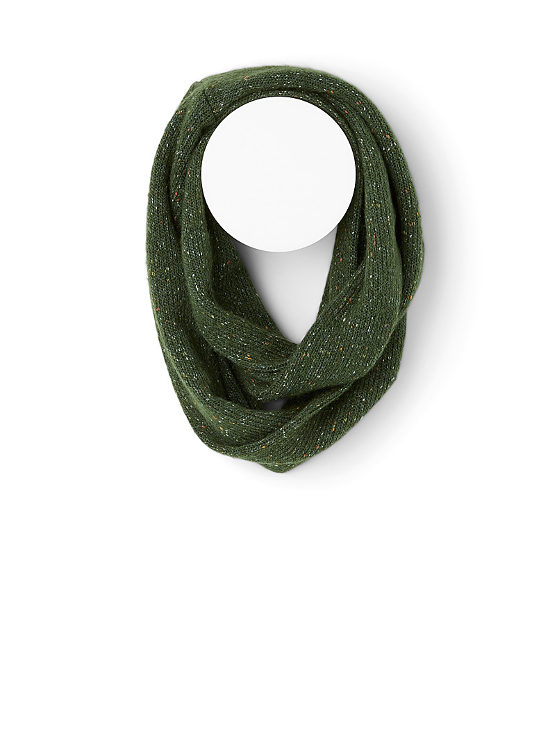 Sanibel Green Flecked knit infinity scarf for women