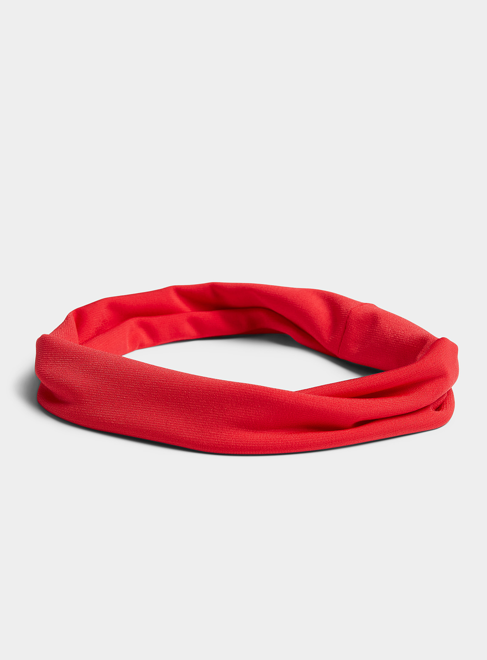 Simon's Solid Stretch Headband In Ruby/vermilion