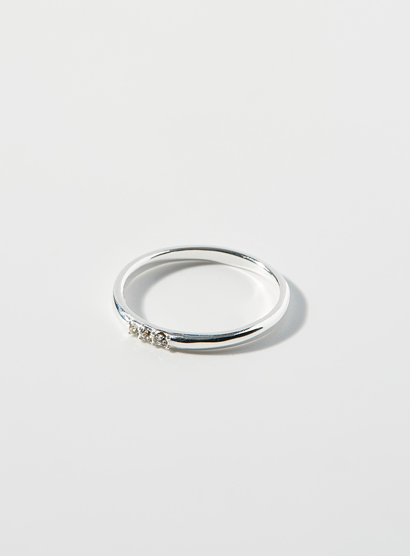 Simons Silver Mini-crystal ring for women