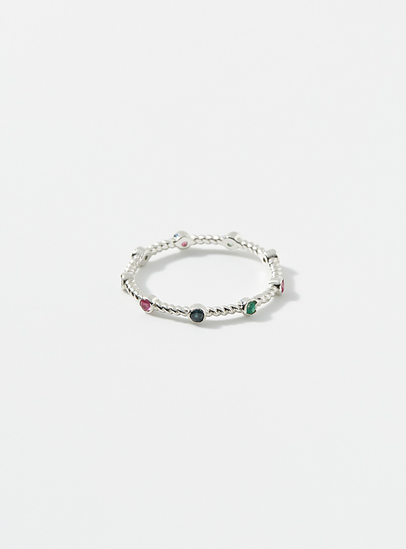 Simons Silver Colourful stone silver ring for women
