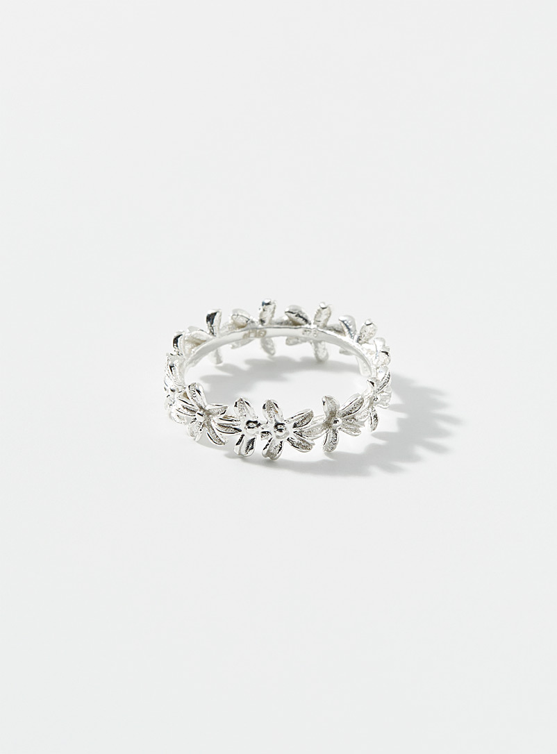 Simons Silver Silver floral ring for women