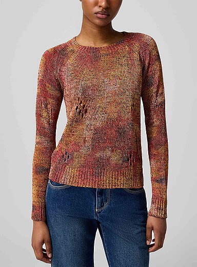 Isabel Marant Orange Cotton-paper blend distressed sweater for women