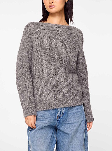 Isabel Marant Grey Ponara fluffy braided weave sweater for women