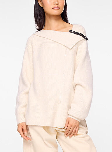 Isabel Marant Off White Thais wooden buttons boat-neck sweater for women