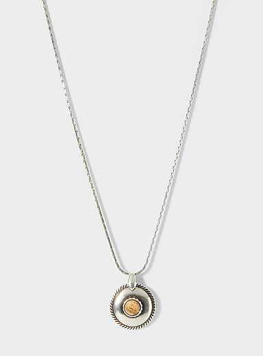 Isabel Marant Silver Medallion pendant necklace for men