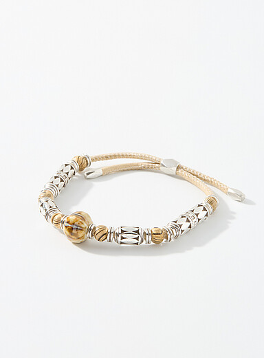 Beige geometric-bead bracelet