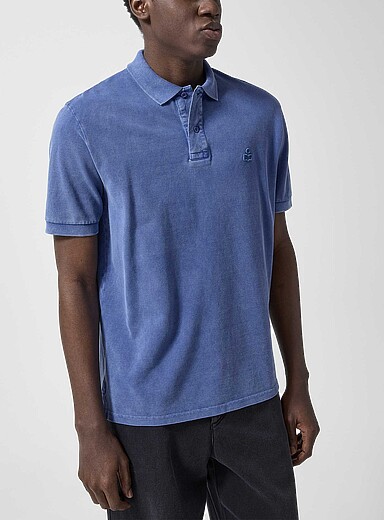 Embroidered logo faded piqu&eacute; polo shirt