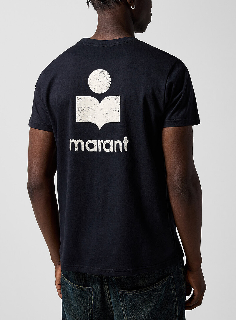 Isabel Marant Black Zafferh distressed logo T-shirt for men