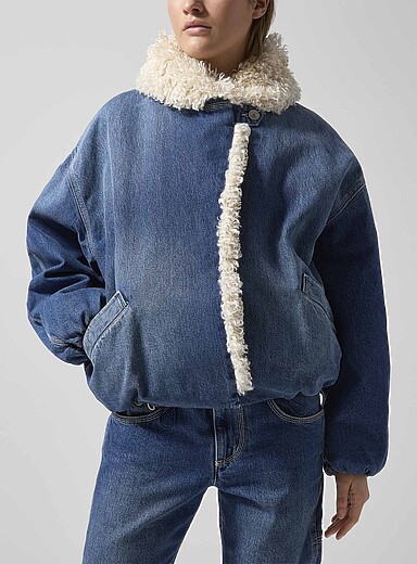 Isabel Marant: Le blouson en denim envers effet mouton Charone Bleu pour femme