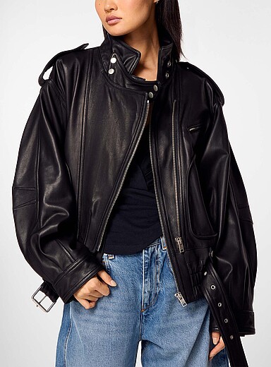Isabel Marant: Le perfecto en cuir Farza Noir pour femme