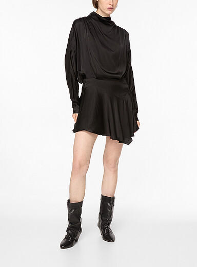 Isabel Marant: La robe drap&eacute;e satin Neline Noir pour femme