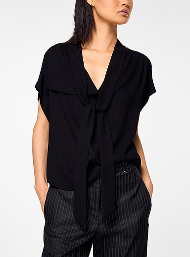 Isabel Marant Black Selene striped tie-neck blouse for women