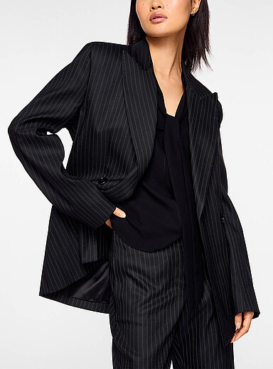 Isabel Marant Black Ranya banker stripes blazer for women