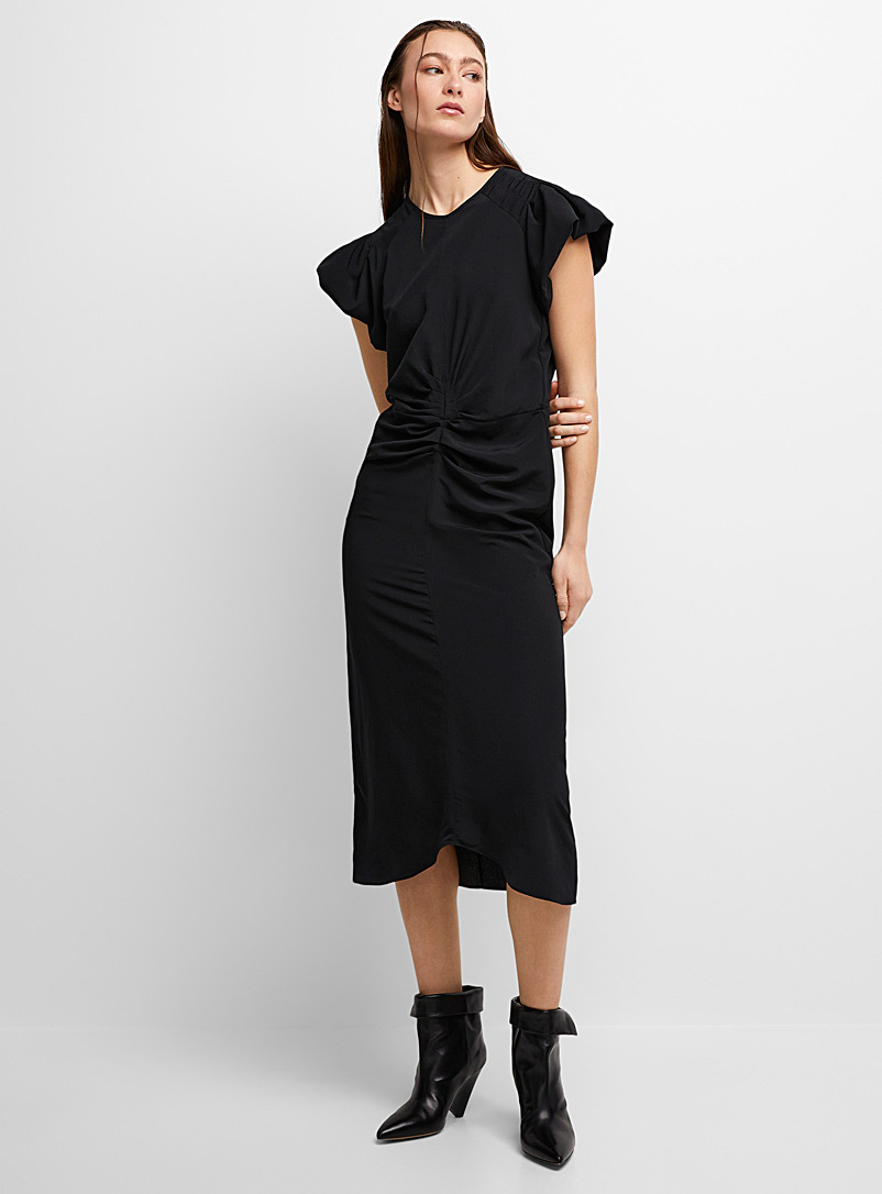 Isabel Marant: La robe en crêpe taille froncée Noir pour femme