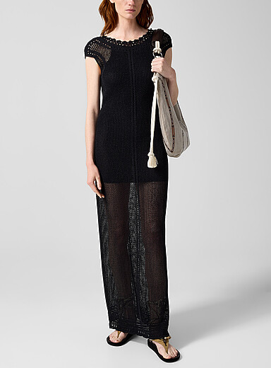 Isabel Marant: La robe maxi crochet Metaya Noir pour femme