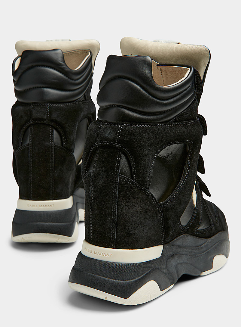 Isabel Marant Black Balskee leather and suede platform sneakers Women for women