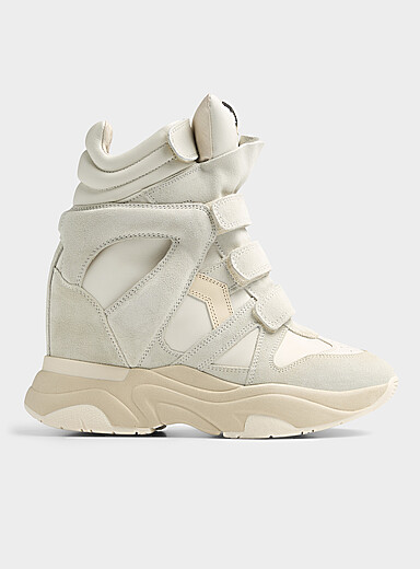 Le sneaker compens&eacute; cuir et su&egrave;de Balskee Femme