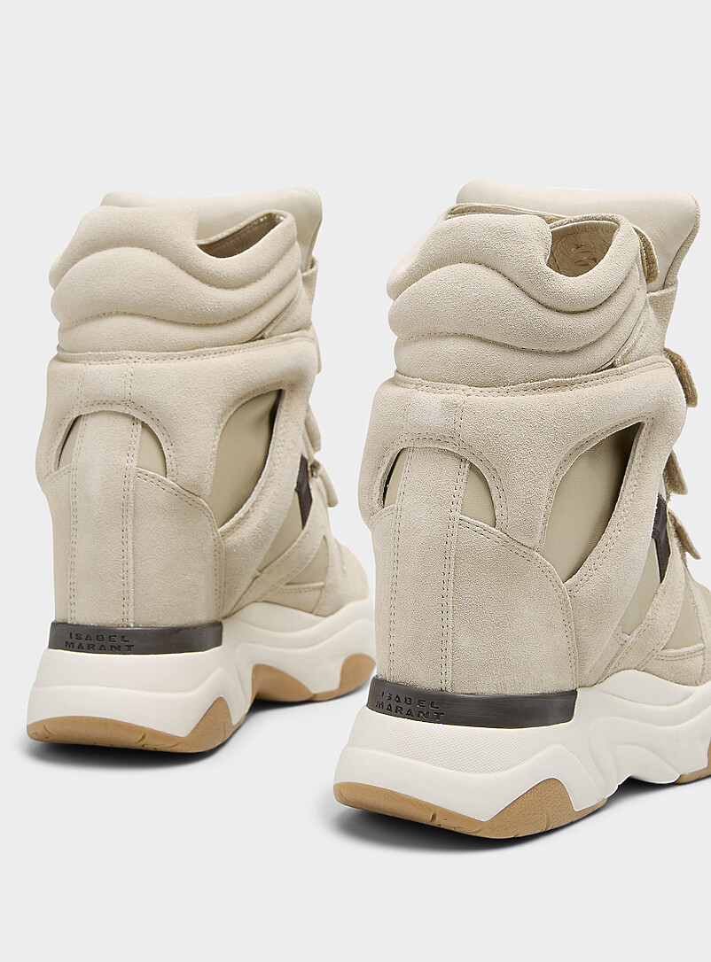 Isabel Marant: Le sneaker compens&eacute; cuir et su&egrave;de Balskee Femme Noir pour femme