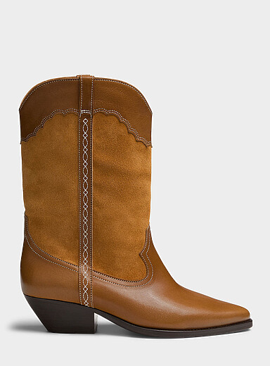 Duerto leather and suede cowboy boots