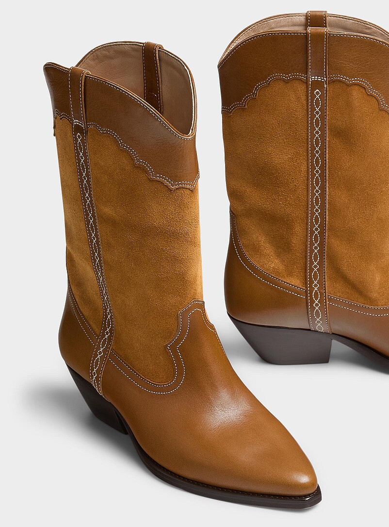 Isabel Marant Bronze/Amber Duerto leather and suede cowboy boots for women
