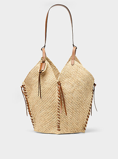 Isabel Marant Ecru/Linen Tampa raffia tote bag for women