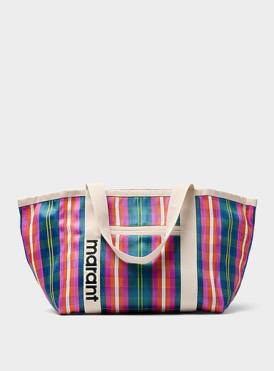 Isabel Marant Navy/Midnight Blue Darwen checkered micromesh tote bag for women