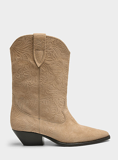 La botte western Duerto fleurs emboss&eacute;es Femme