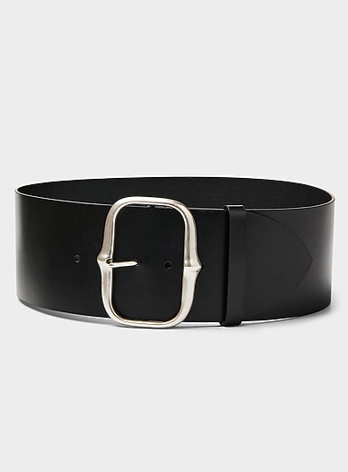 Isabel Marant Black Blisia oversized rectangular buckle belt for women