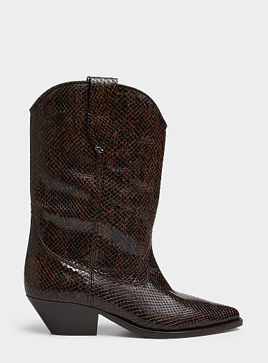 Isabel Marant Chocolate/Espresso Duerto snake-effect Western boot Women for women