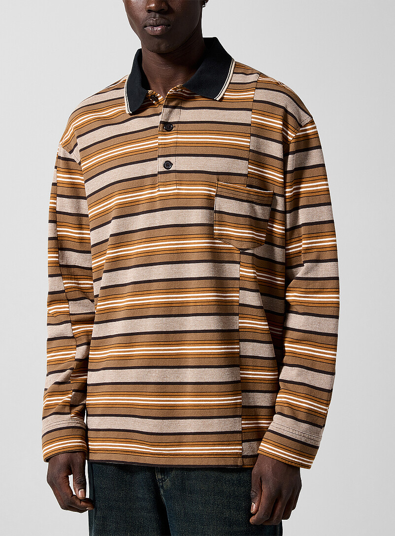 Sorel Contrasting Collar Striped Piqué Polo Shirt